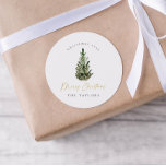 Modern minimalistisk vattenfärg Julgran Runt Klistermärke<br><div class="desc">Det här är en modern minimalistisk presentmall för helgdag som har en vacker vattenfärg, evergreen träd och ett märkre calligraphy font . Färg i Julgran är inte redigerbart och texten i kalligrafteckensnittet i guld är inte redigerbar (men färg kan ändras!) // För matchande artiklar, gå till "ARDEN"-samlingen i Sincerely By...</div>