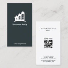 Modern minimalistisk vertikal fastighets QR-kod Visitkort