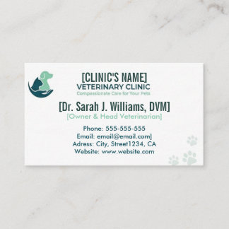 Modern Minimalistisk Veterinärklinik & Husdjursvår Visitkort