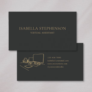 Modern Minimalistisk Virtuell Assistent Mörkgrå Gu Visitkort