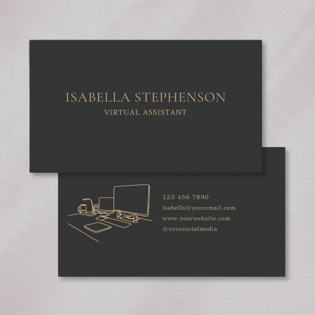 Modern Minimalistisk Virtuell Assistent Mörkgrå Gu Visitkort (Skapare uppladdad)