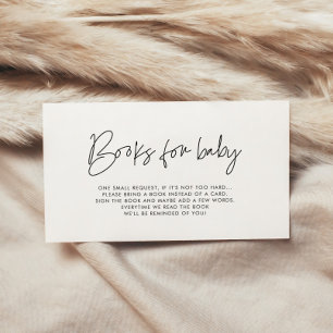Modern minimalistisk visitkort för babydusch bok tilläggskort