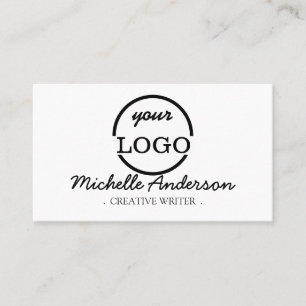 Modern minimalistisk vit Anpassningsbar Logotyp Fe Visitkort