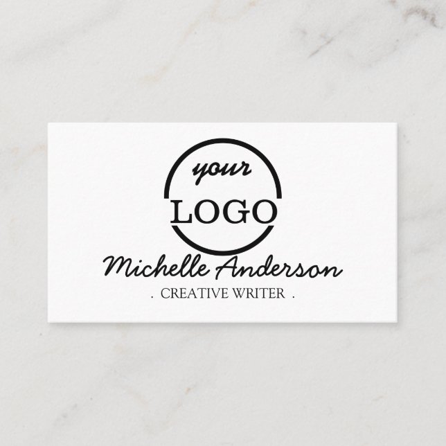 Modern minimalistisk vit Anpassningsbar Logotyp Fe Visitkort (Framsida)
