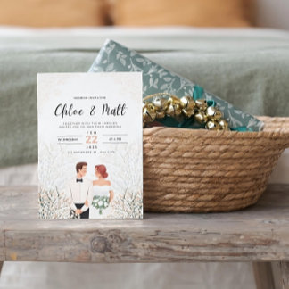 Modern minimalistisk vit Bröllop Inbjudningar