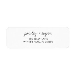 Modern minimalistisk vit Bröllop-Returadress Returadress Etikett
