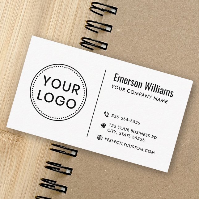Modern minimalistisk vit eller någon färg-anpassni visitkort (Professional, white business cards with custom logo template)