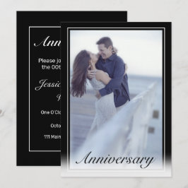 Modern minimalistisk vit fotoårsdag inbjudningar