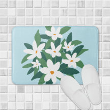 Modern minimalistisk vit Jasmine-Blommigt på Blue