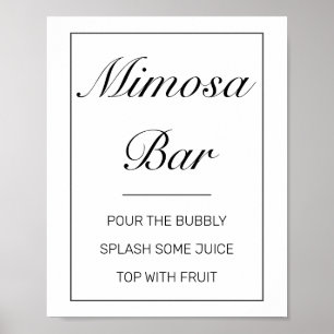 Modern minimalistisk vit Mimosa Pub Bröllop-signal Poster
