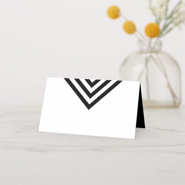 Modern minimalistisk vit och svart geometri placeringskort (Framsida)