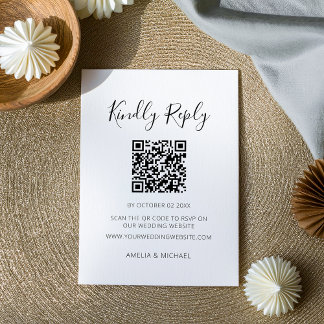 Modern minimalistisk vit, redigerbar QR-kodOSA Tilläggskort