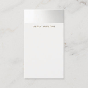 Modern minimalistisk vit Silver Ombre Rand Visitkort