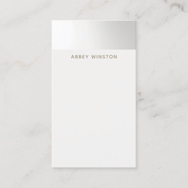 Modern minimalistisk vit Silver Ombre Rand Visitkort (Framsida)