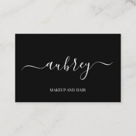 Modern minimalistisk, vit skrift svart visitkort