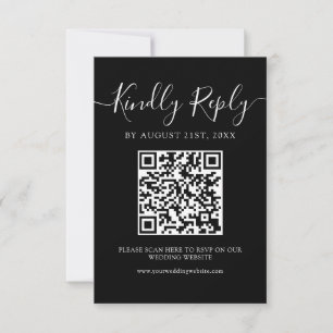 Modern minimalistisk vit skript QR-kod Bröllop OSA Kort