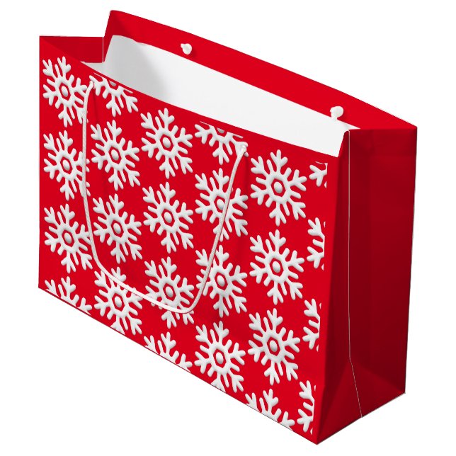 Modern minimalistisk vit snöflinga röd (Framsidan Vinklad)