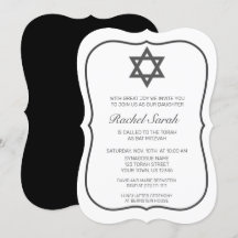 Modern minimalistisk vit svart Bat mitzvah