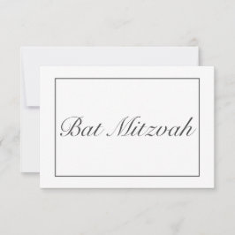 Modern minimalistisk vit svart Bat mitzvah OSA Kort