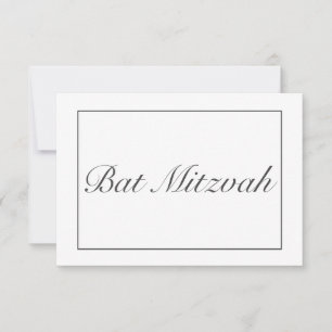 Modern minimalistisk vit svart Bat mitzvah OSA Kort