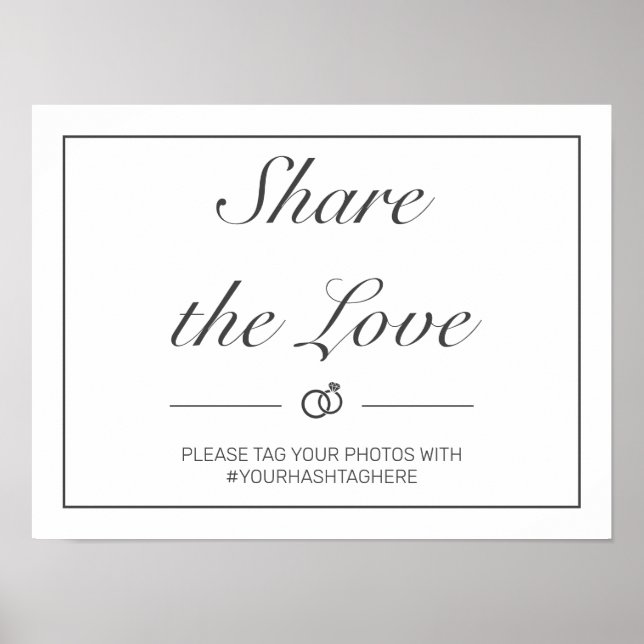 Modern minimalistisk vit svart Bröllop-signal Poster (Framsidan)