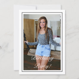 Modern minimalistisk vit, svart foto inbjudningar