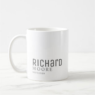 modern minimalistisk vit svart namn kaffemugg