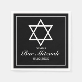 Modern minimalistisk vit svart Pub Bat mitzvah Pappersservett