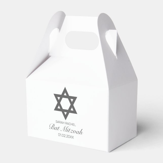 Modern minimalistisk vit svart Pub Bat mitzvah Presentaskar (Framsidan Sidan)