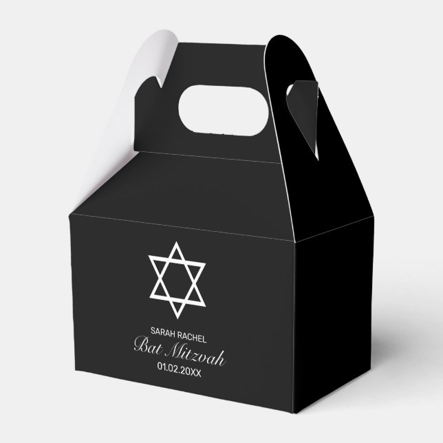 Modern minimalistisk vit svart Pub Bat mitzvah Presentaskar (Framsidan Sidan)