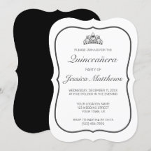 Modern minimalistisk vit svart quinceañera
