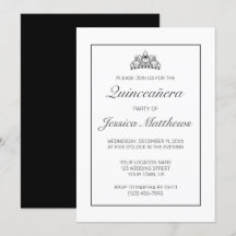 Modern minimalistisk vit svart quinceañera