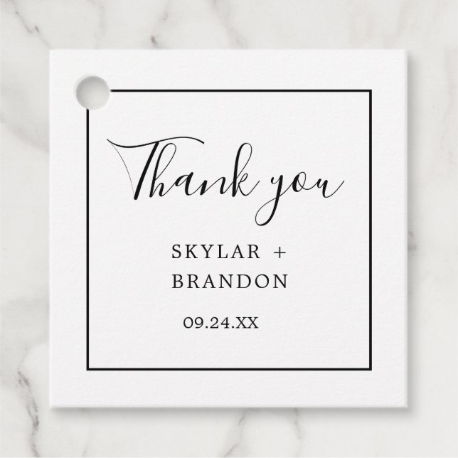 Modern minimalistisk vit Tack Gåvor Etiketter (Framsida)