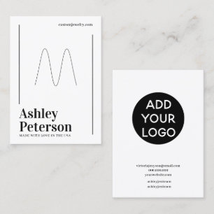 Modern minimalistisk vit visning med svart ring visitkort