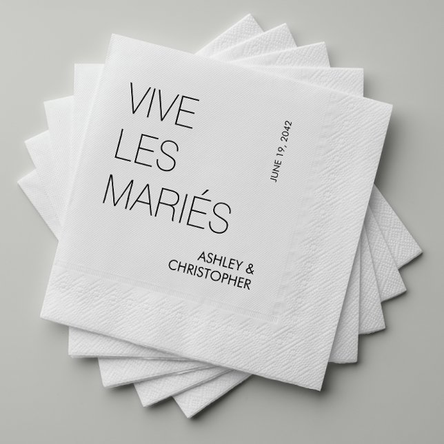 Modern Minimalistisk "Vive Les Mariés" Bröllop Pappersservett (Skapare uppladdad)