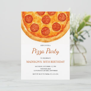 Modern Minimalistisk Vuxen Födelsedags Pizzafest Inbjudningar