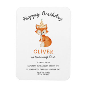 Modern minimalistisk Woodland Fox första födelseda Magnet