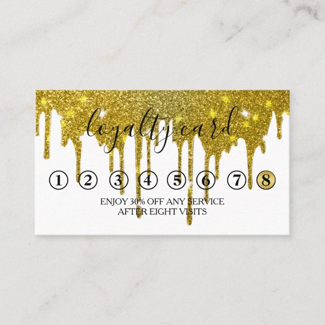 Modern minimalistiskt bonuskort i Guld Glitter Visitkort (Framsida)