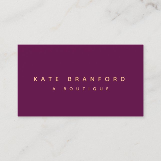 Modern Minimalistiskt Burgundy Boutique Visitkort (Framsida)
