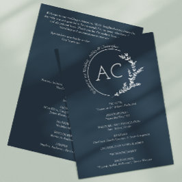 Modern minimalistiskt fiske - marinblått Bröllop Program