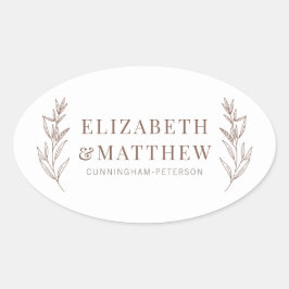 Modern + minimalistiskt flytande Bröllop Ovalt Klistermärke