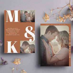 Modern, minimalistiskt foto Bröllop, djärvt monogr Spara Datumet