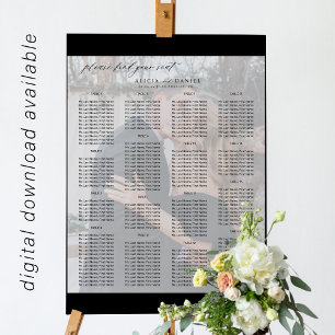 Modern minimalistiskt foto-bröllop-sittdiagram poster