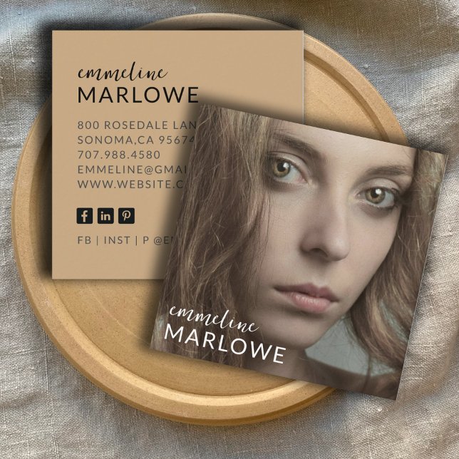 Modern, minimalistiskt foto fyrkantigt visitkort (Skapare uppladdad)