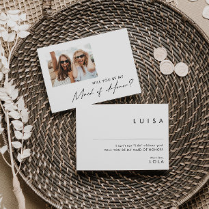 Modern minimalistiskt foto Maid of honor Frieri Inbjudningar