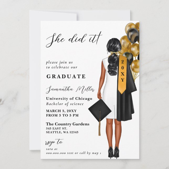 Modern, minimalistiskt foto som hon gjorde Student Inbjudningar (Framsida)