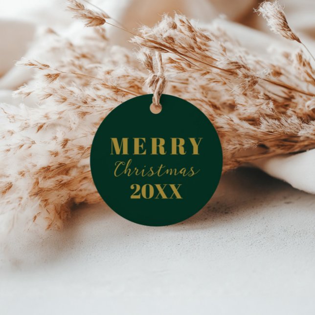 Modern minimalistiskt God jul Grönt Guld Gift Gåvor Etiketter (Skapare uppladdad)