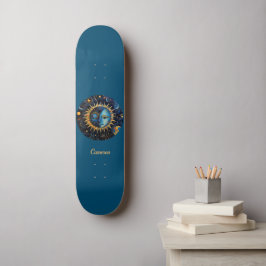 Modern minimalistiskt kelestial Sol Måne Monogram Mini Skateboard Bräda 18,5 Cm