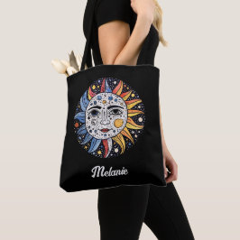 Modern minimalistiskt kelestial Sol Måne Monogram Tygkasse