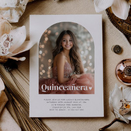 Modern minimalistiskt quinceañera Arched Photo Inbjudningar